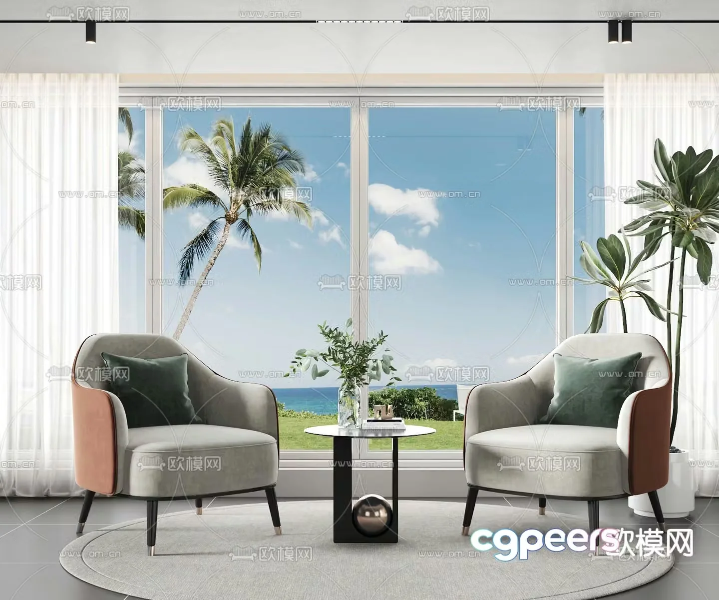 Modern leisure chair seat 3d model