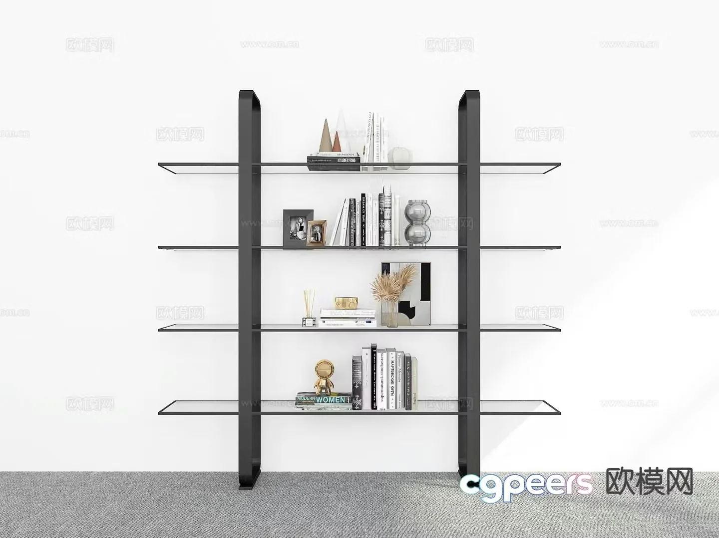 Modern bookshelf storage rack 3d model