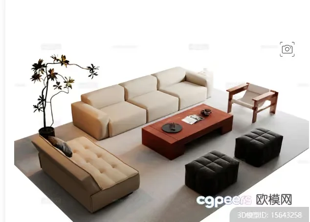 Modern Living Room 3D Model – 17536 – CORONA Render