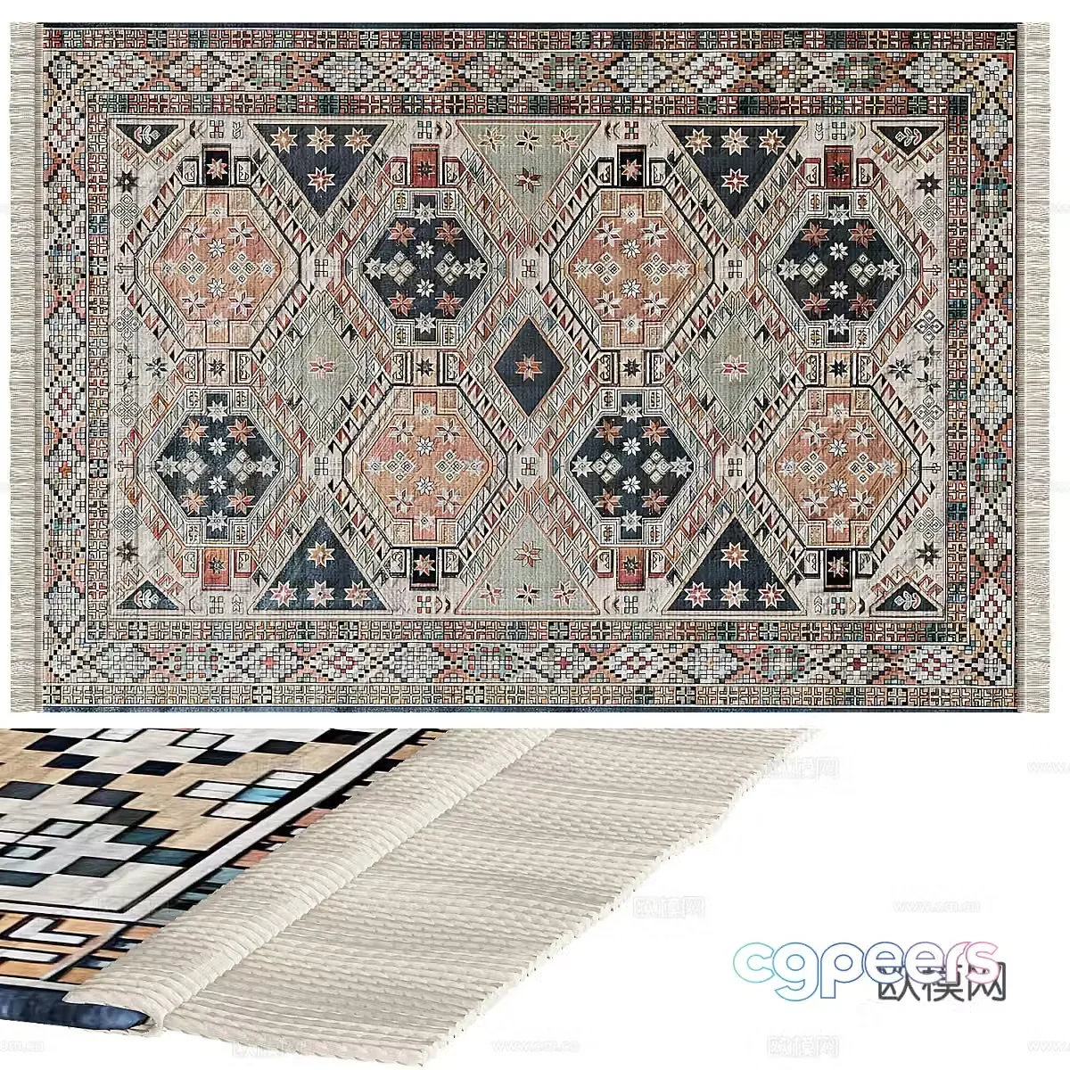 American fabric tassel carpet 3D model