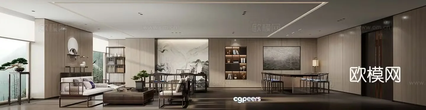 New Chinese style general manager office 3D model