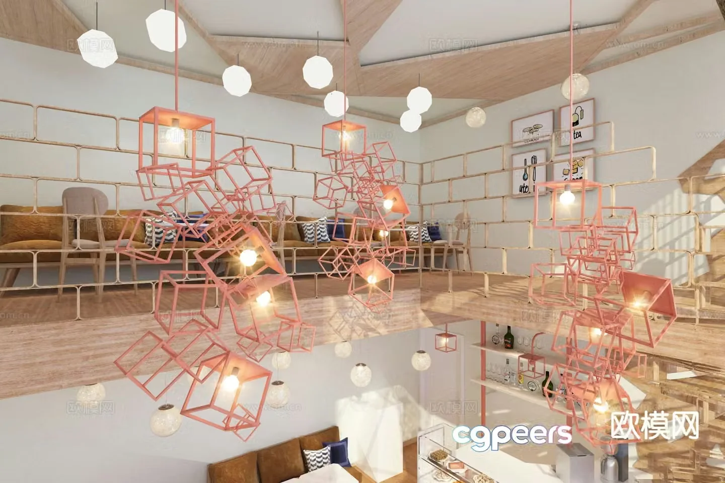 rose gold chandelier polygonal chandelier 3d model