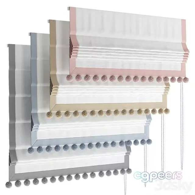 3ds Max Free – Roman blind with pom-poms for the nursery
