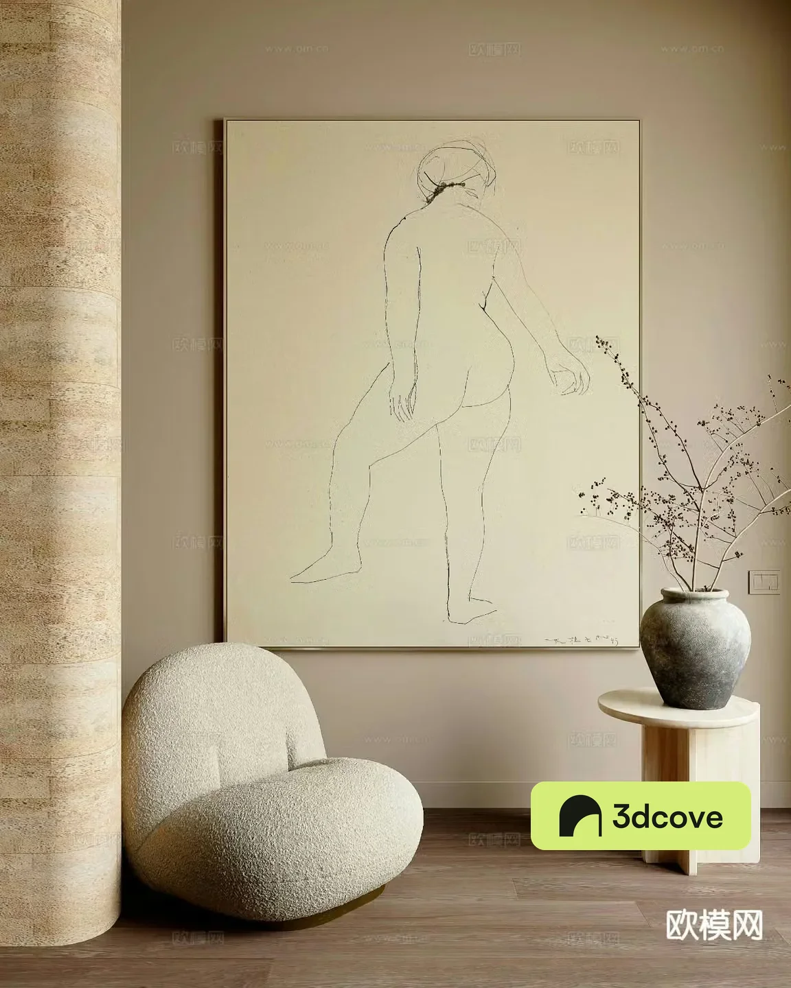 Modern minimalist painting line drawing decorative painting