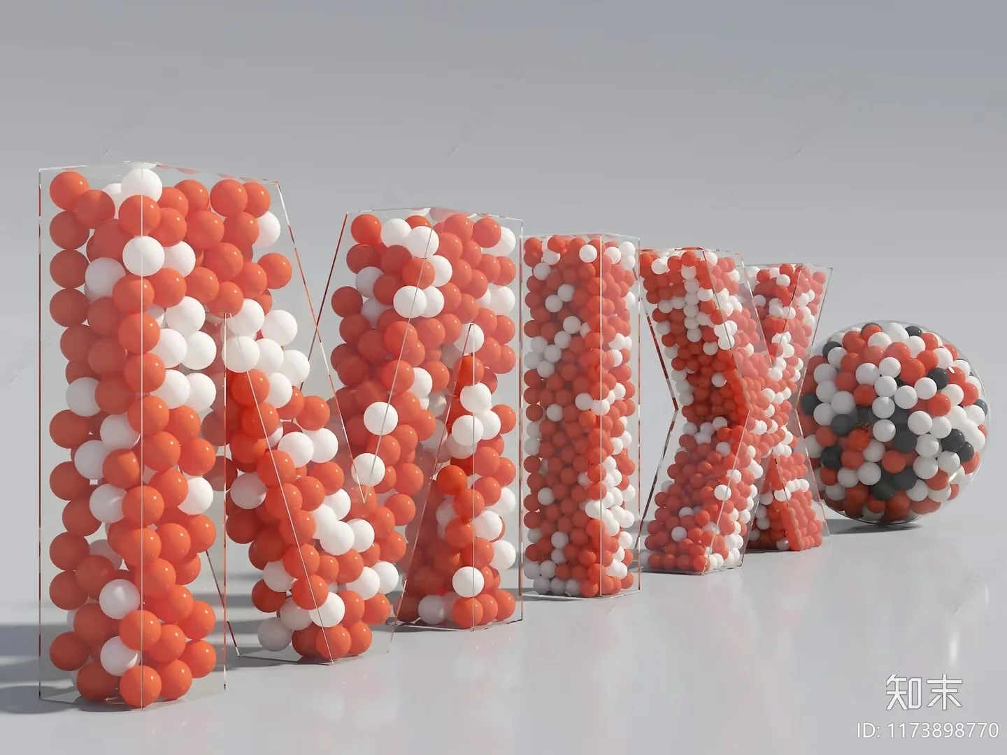 Red And White Balls In Plastic Containers 3D Model – 4253 – VRAY Render