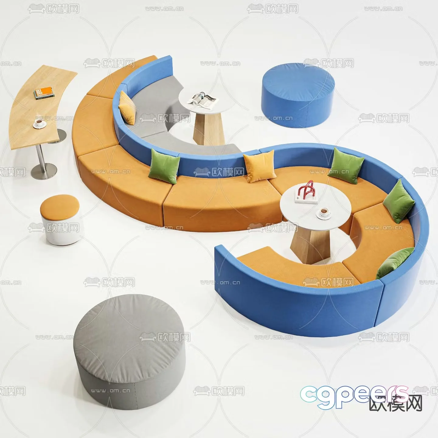 Office sofa lobby sofa public sofa 3d model