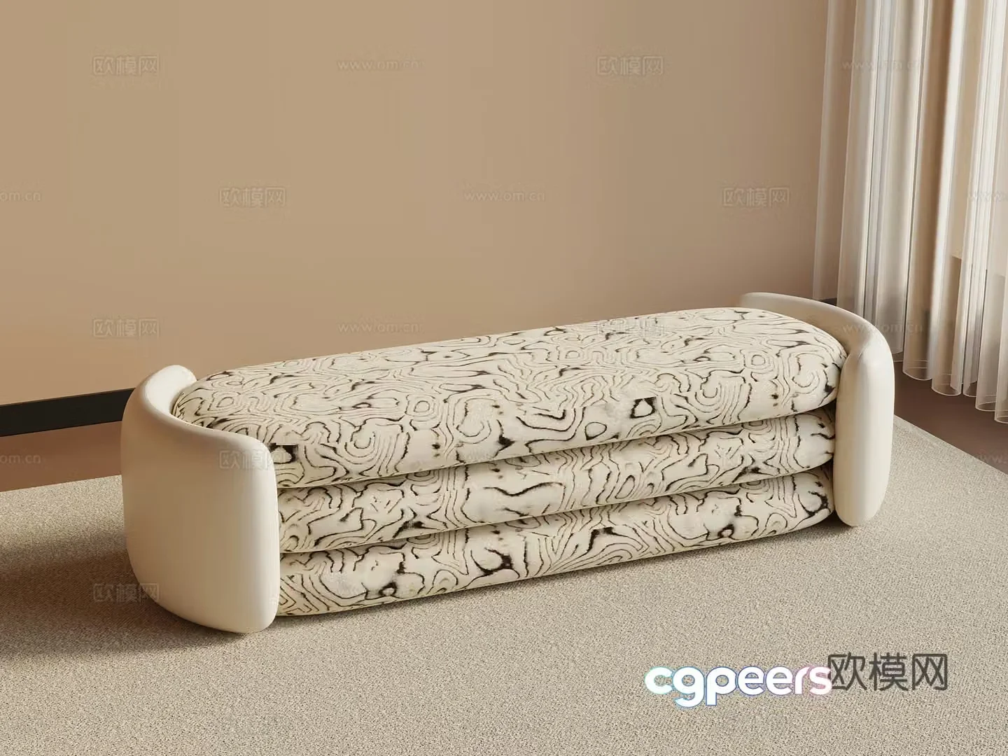 Modern medieval style shoe changing stool 3D model