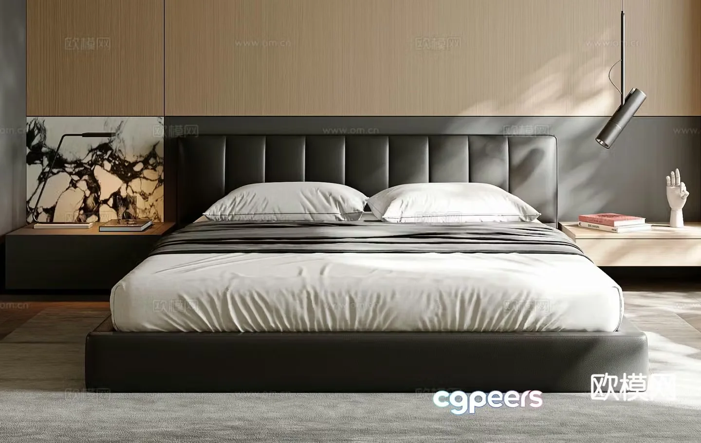 Italian double bed 3d model