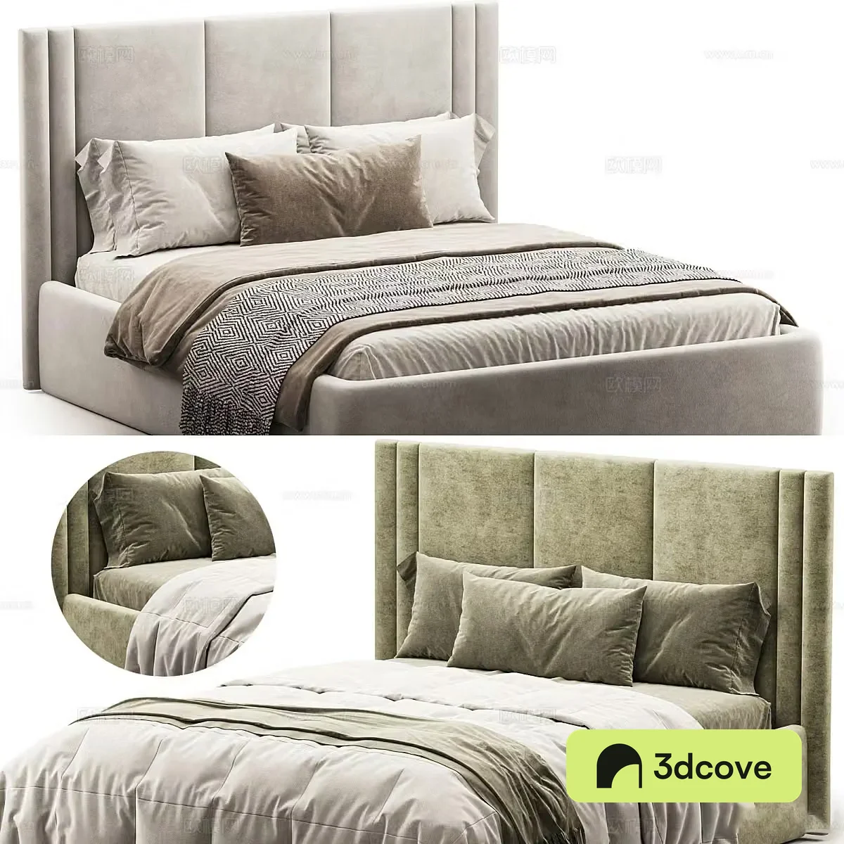 New Chinese style Uels fabric double bed
