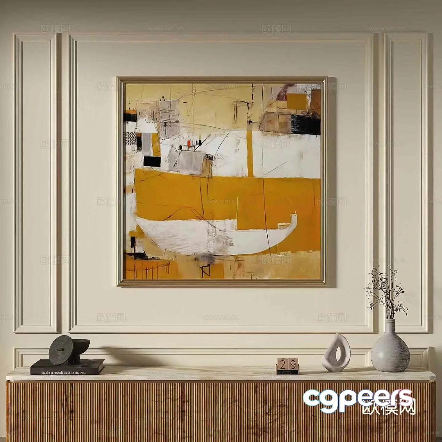 French abstract painting decorative painting 3d model