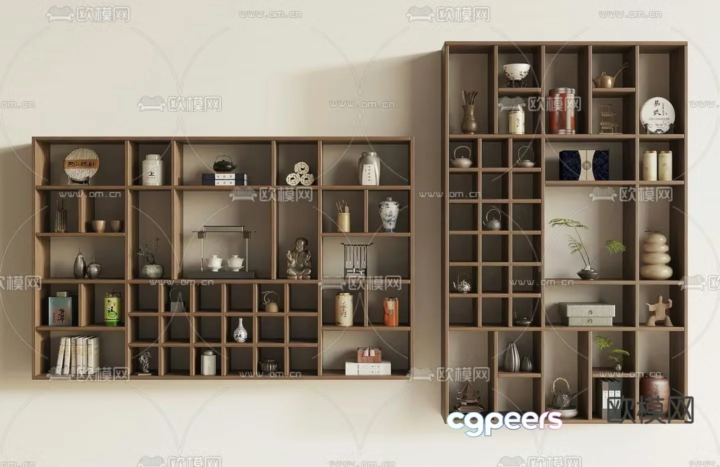 New Chinese style tea cabinet solid wood tea cabinet storage rack 3d model