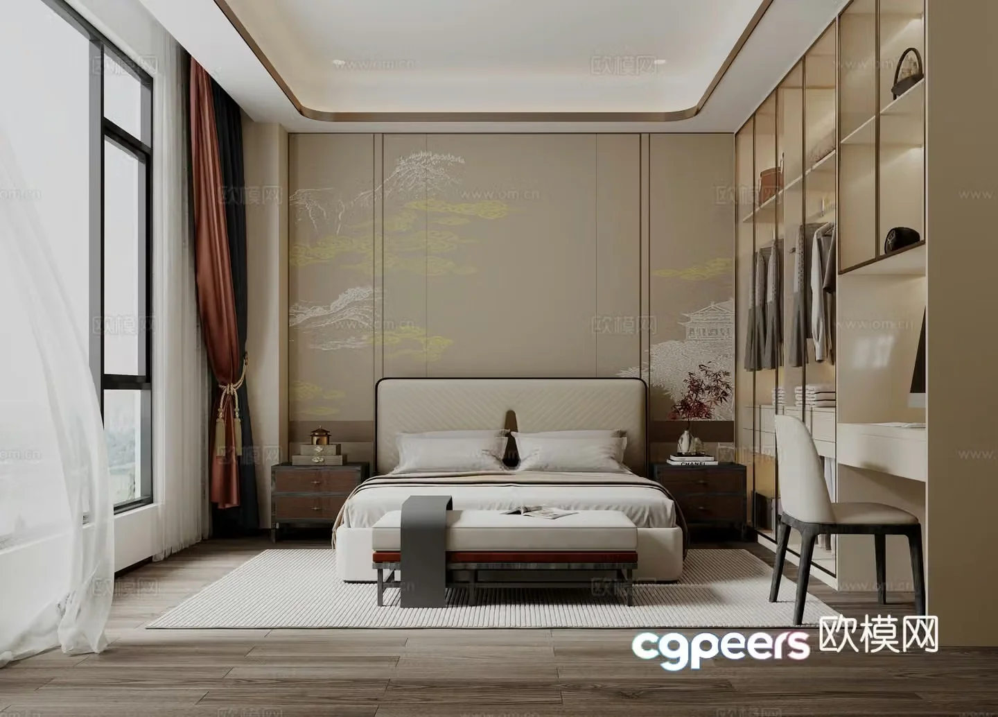 New Chinese bedroom 3D model