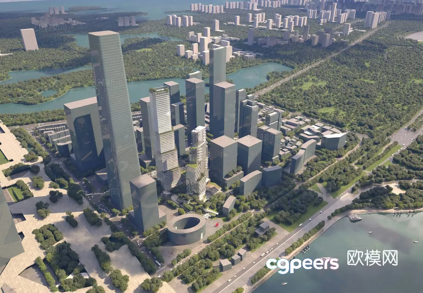 City architecture bird’s eye view planning 3d model