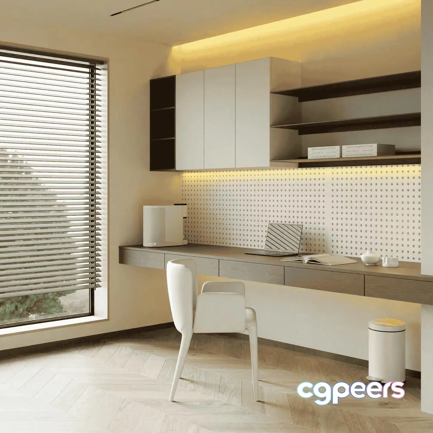 Modern Minimalist Office Space 3D Model – 13535 – VRAY Render