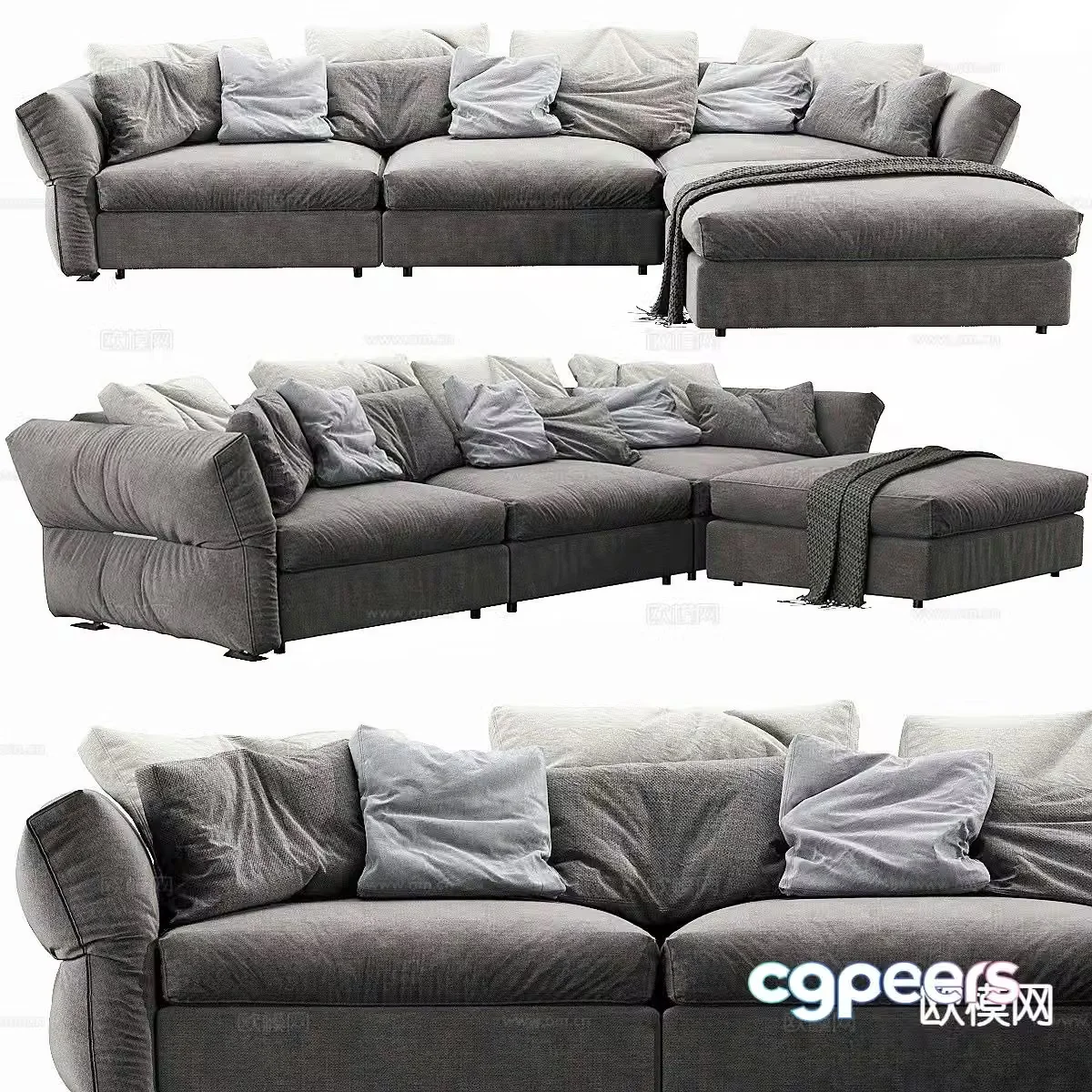 Multi-person sofa corner sofa 3d model