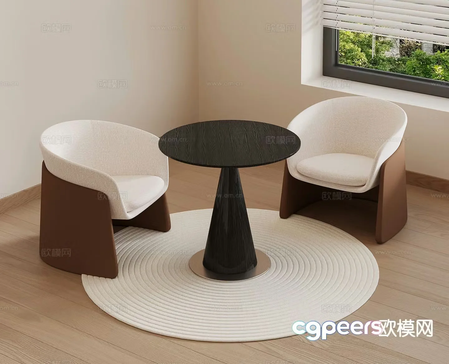 Wabi Sabi Leisure Table and Chair Negotiation Table and Chair 3D Model