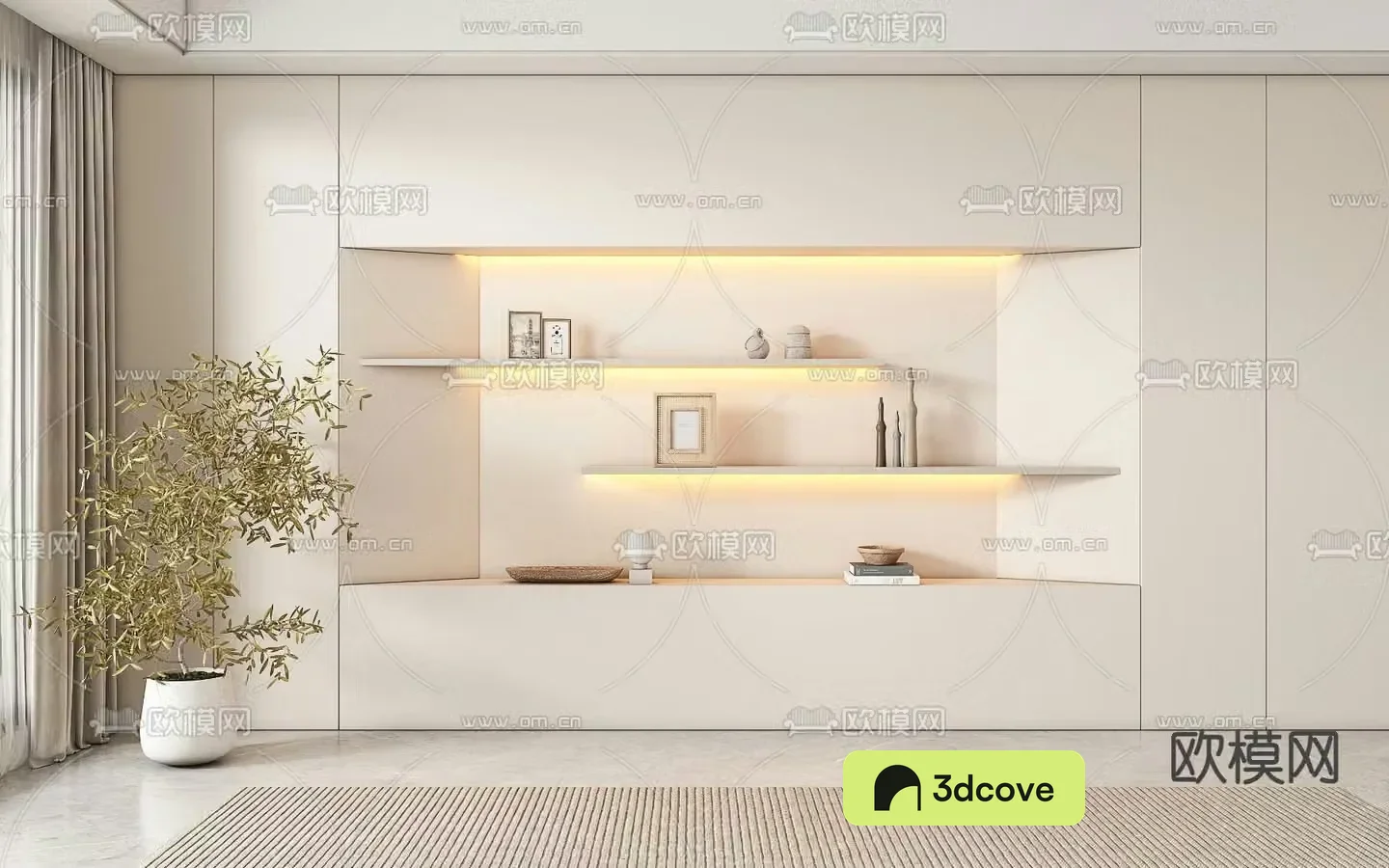 Creamy Decoration Cabinet Shelf