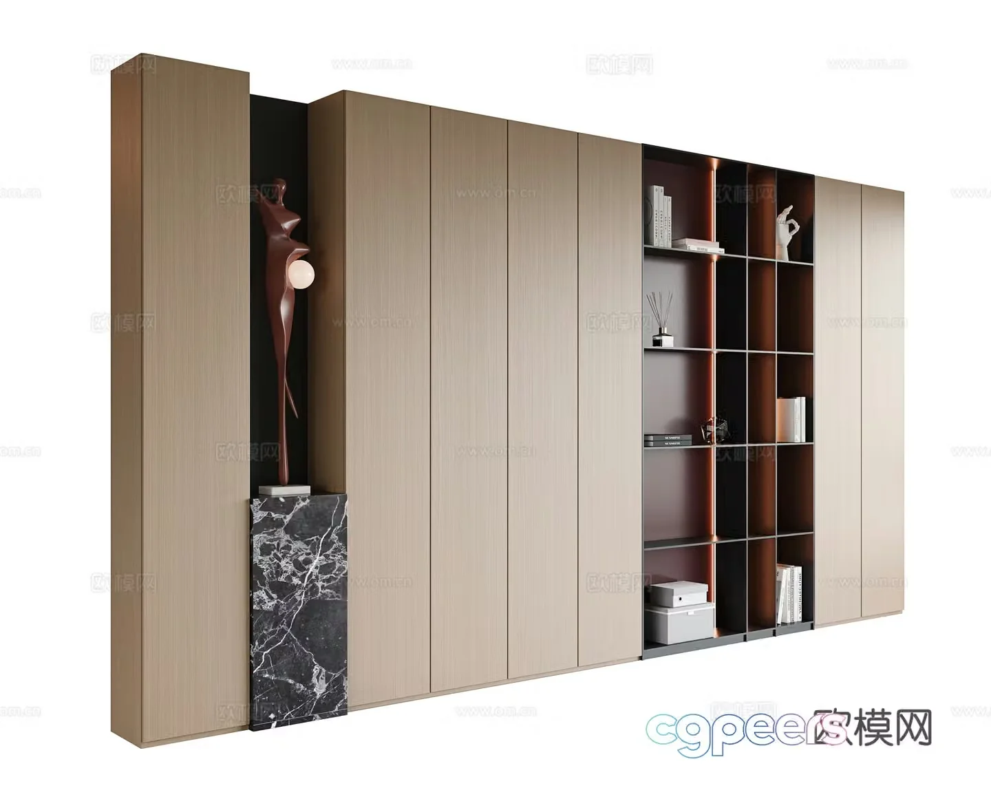 Italian modern decorative cabinet bookshelves study bookcase living room decorative cabinet open bookcase 3d model