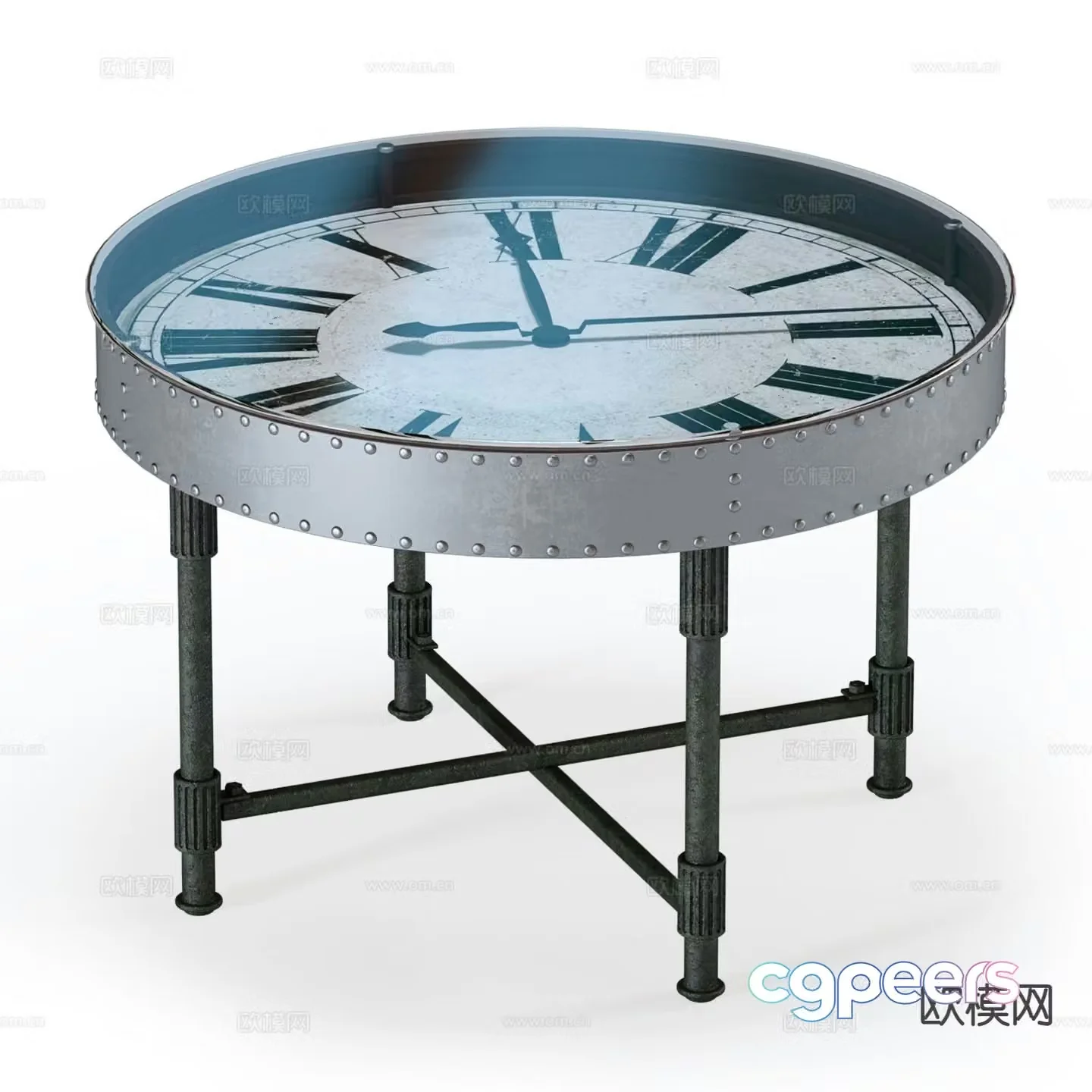 Industrial style side table corner table round table 3D model