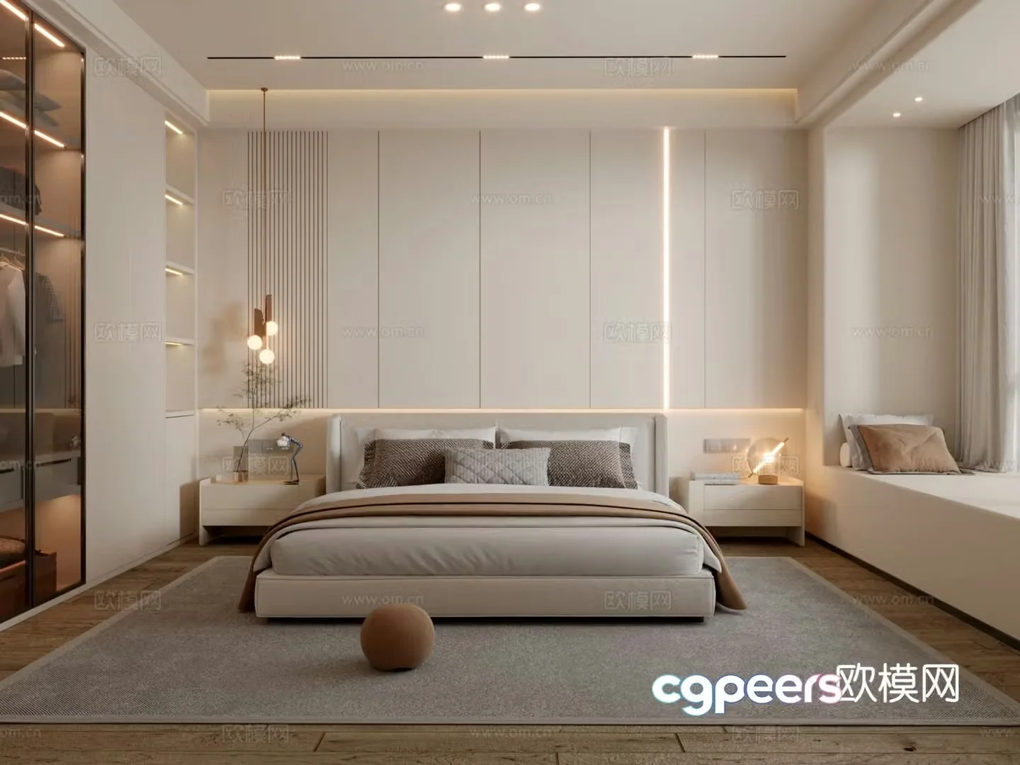 Cream style bedroom master bedroom 3d model