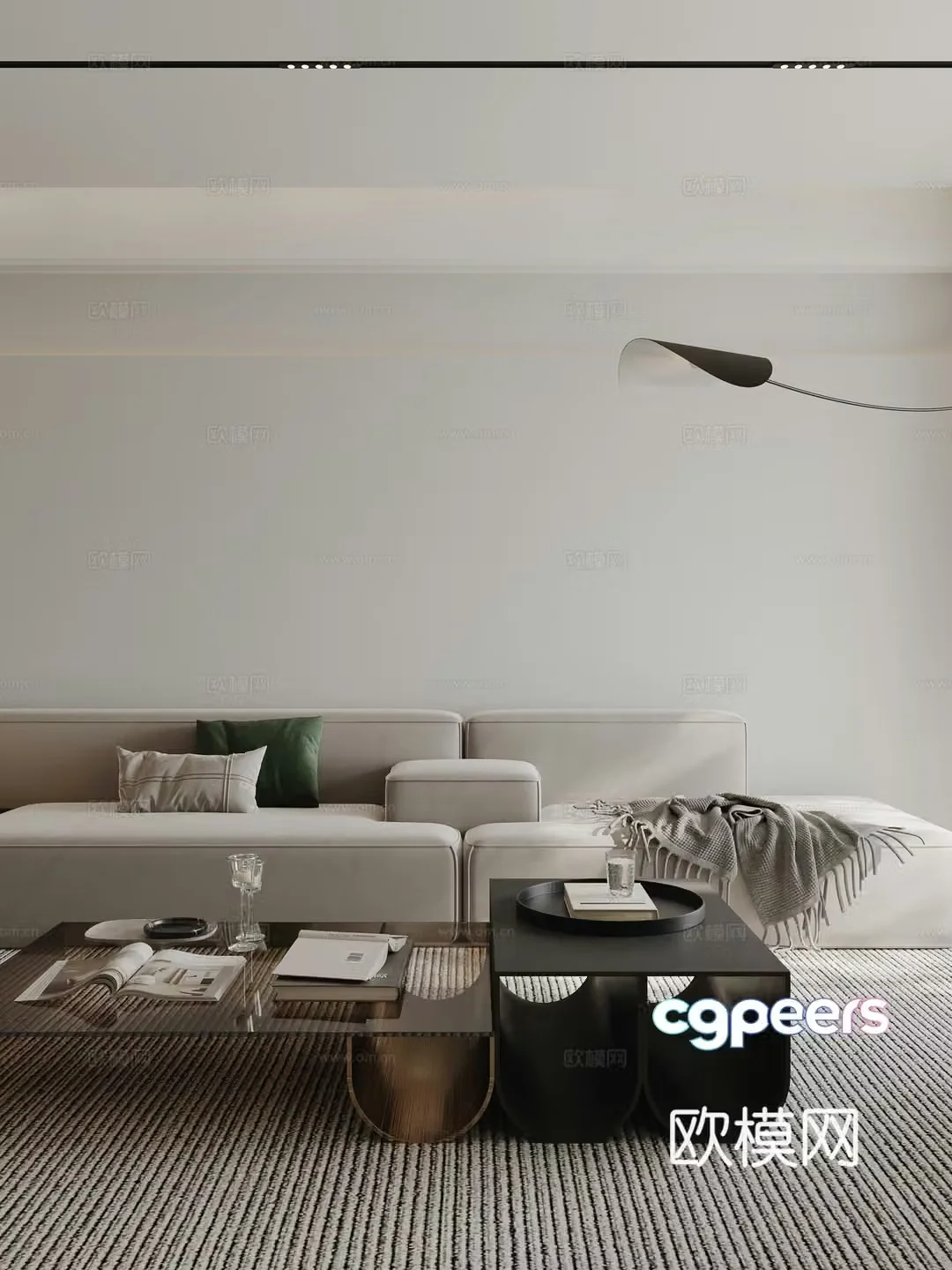 Modern multi-person sofa coffee table 3d model
