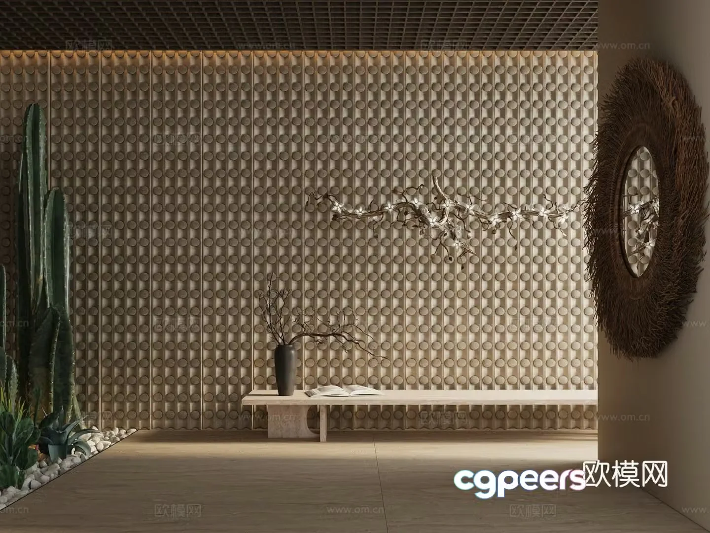 Translucent stone Wood veneer Marble Hard bag Fur stone background wall 3D model