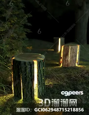 Wooden Stumps With Lights 3D Model – 10518 – VRAY Render