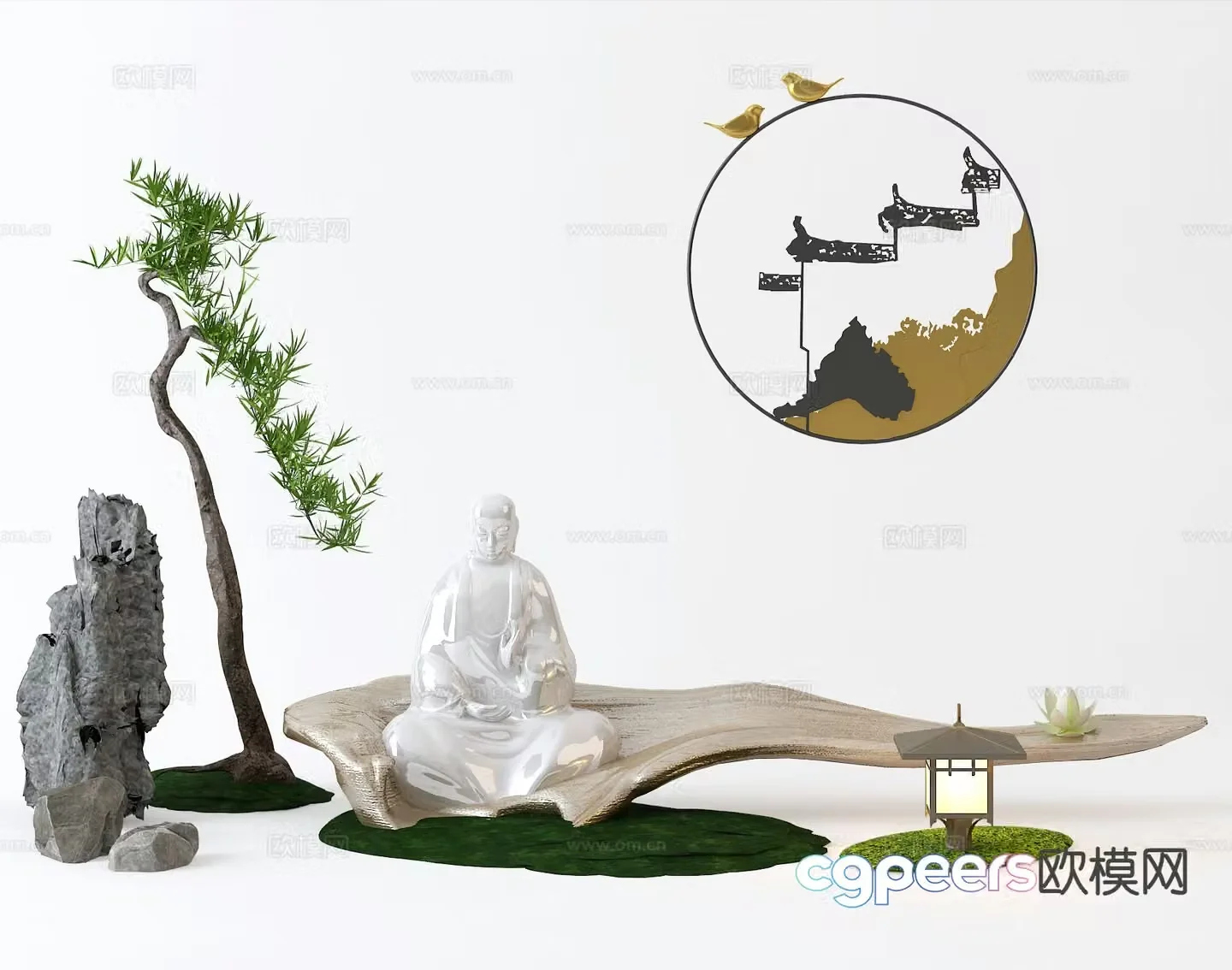 New Chinese style Zen sketch garden sketch 3D model