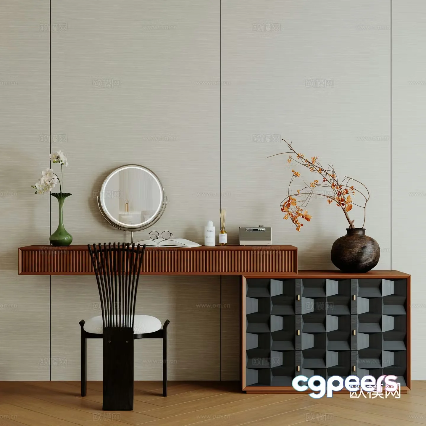Medium style dressing table 3D model
