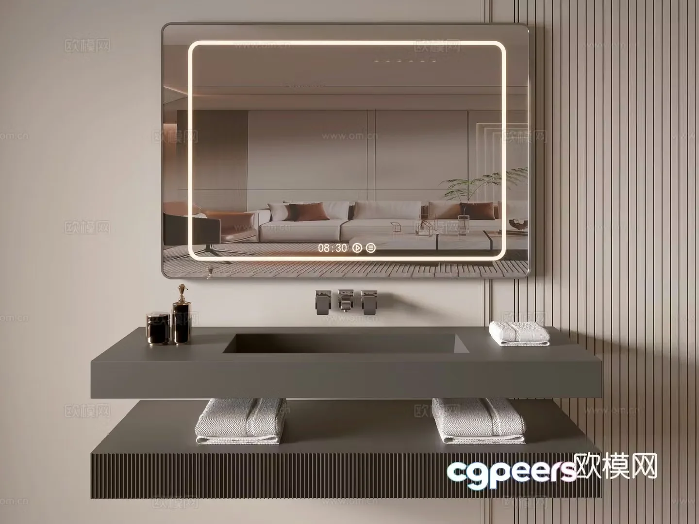Modern bathroom cabinet bathroom basin bathroom ornaments mirror cabinet sink 3d model