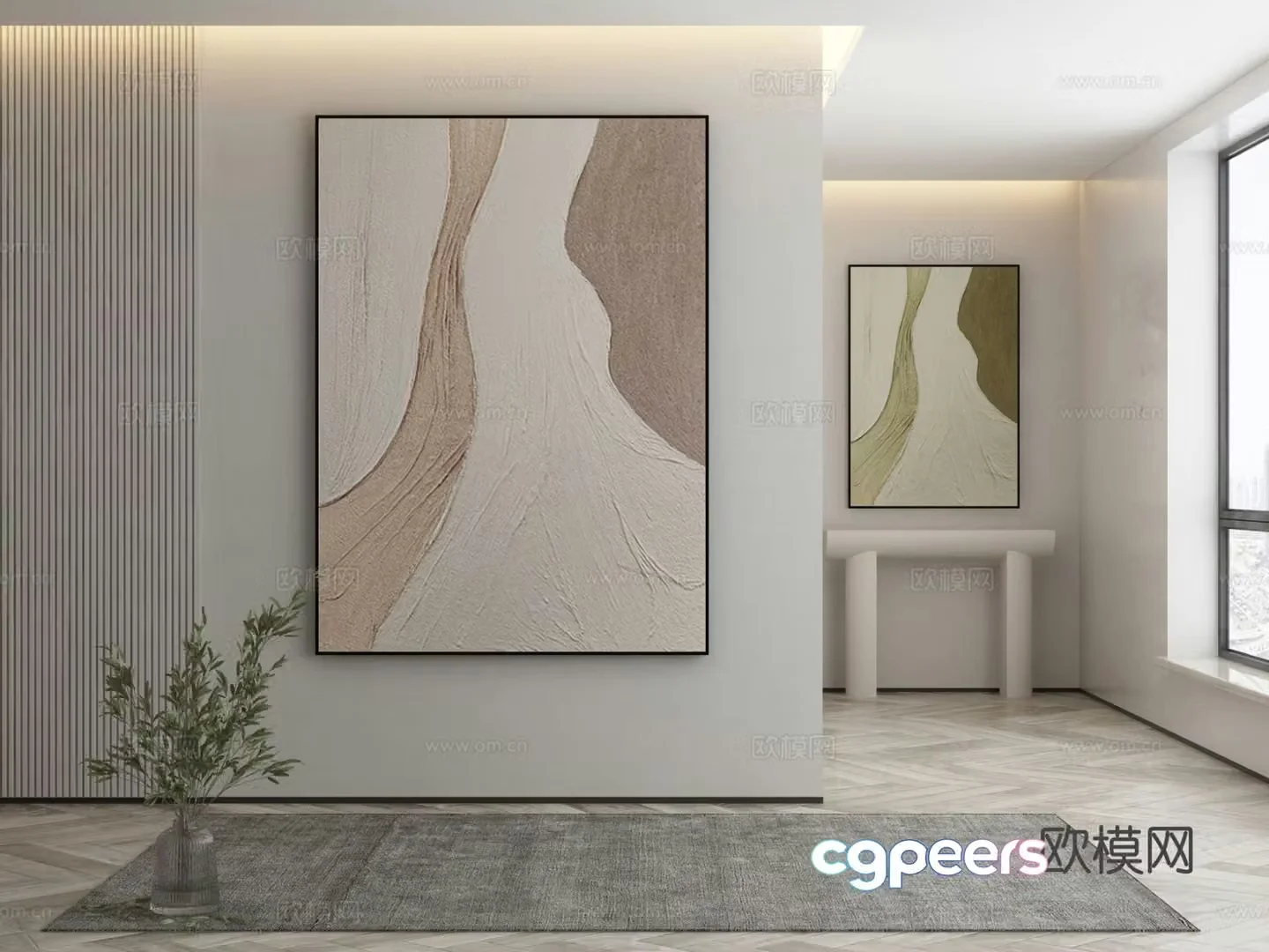 Modern texture painting decorative painting 3d model