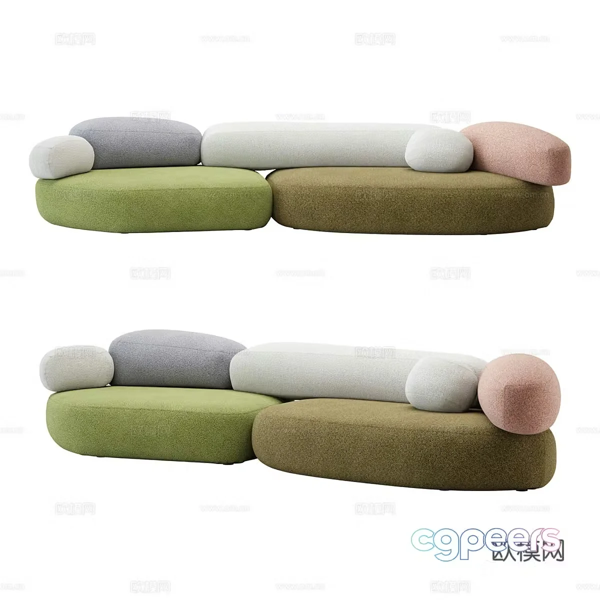 Modern simple double sofa dopamine sofa 3d model