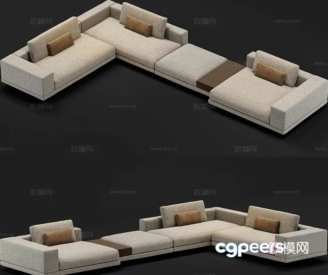 Multi-person sofa corner sofa 3d model