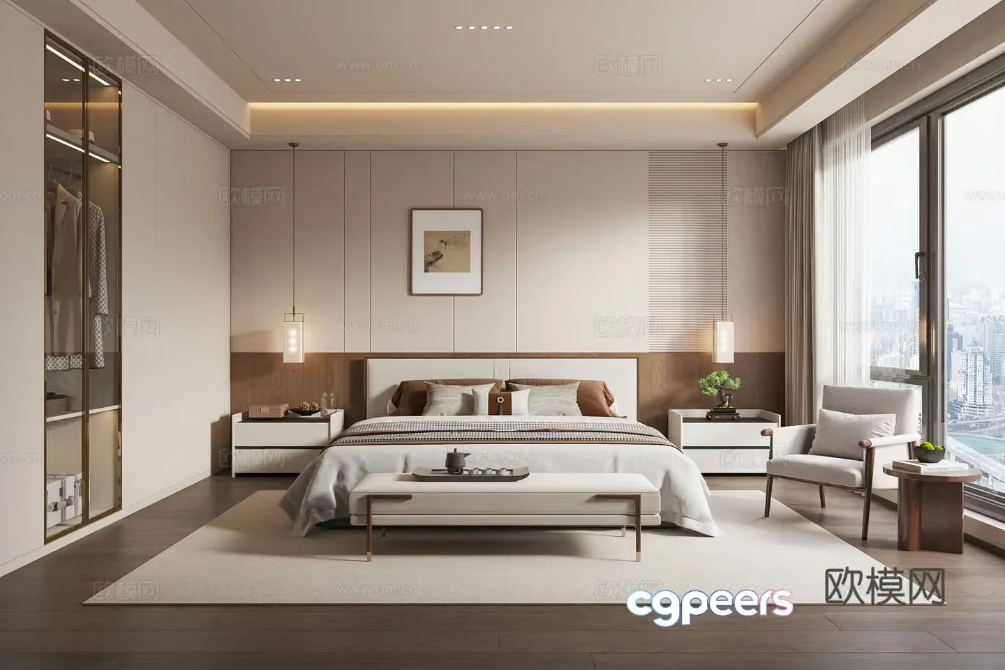 New Chinese bedroom 3D model