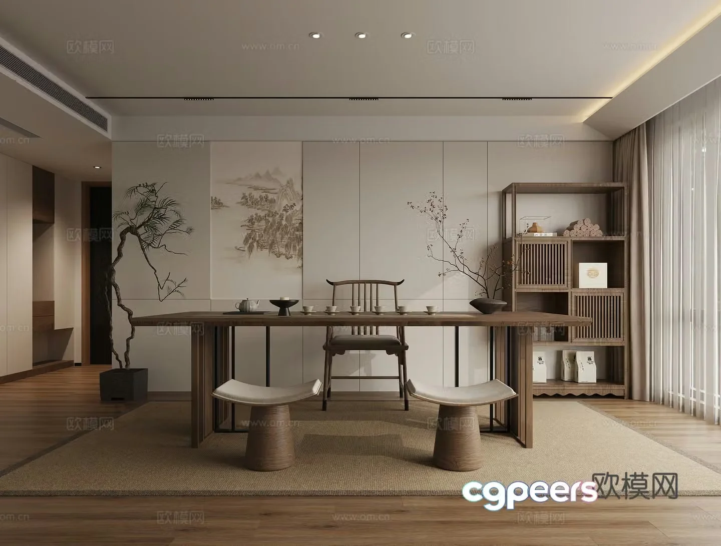 New Chinese Zen teahouse 3D model