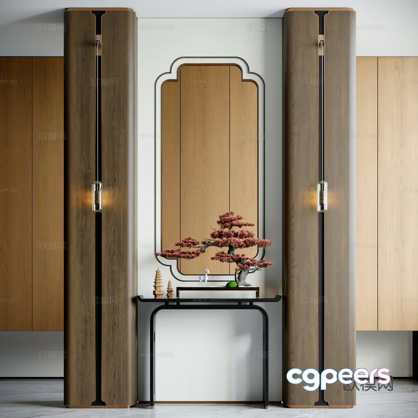 Modern entrance partition facing wall 3D model