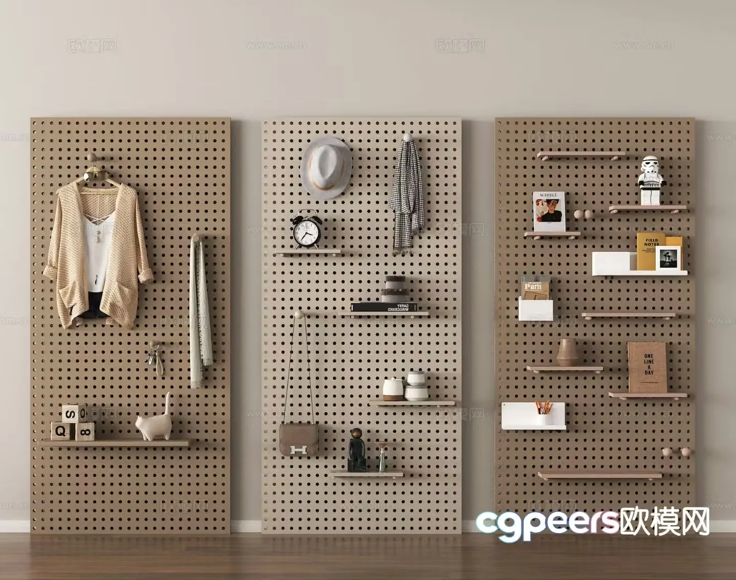 Perforated board wall decorative board shelf 3d model