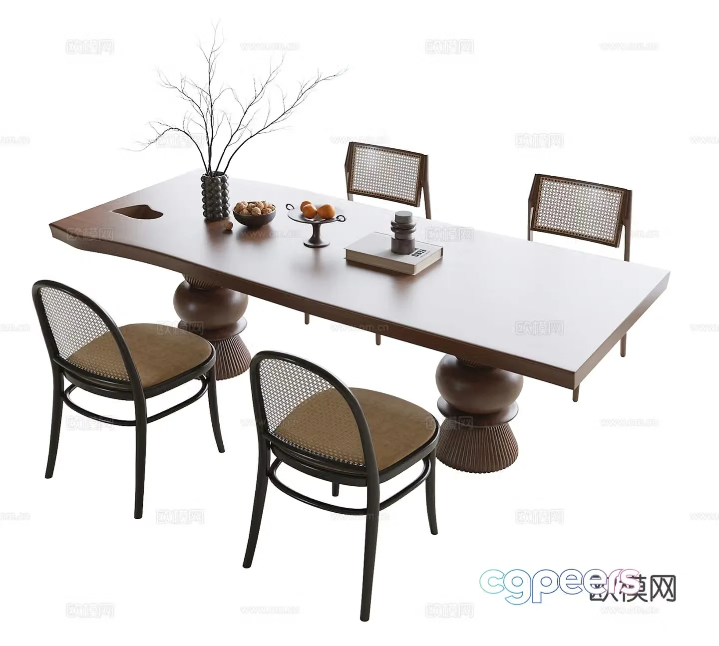 Medieval style dining table and chairs bar dining table 3D model