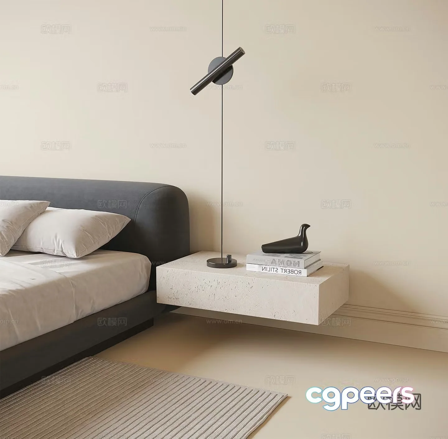 Modern suspended bedside tablet bedside bedside chandelier 3D model