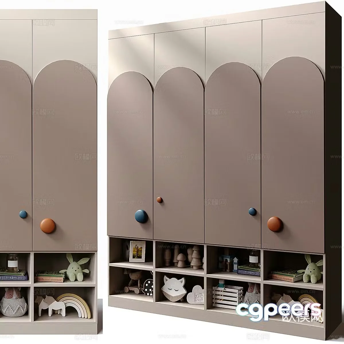 Modern creamy style children’s wardrobe 3d model
