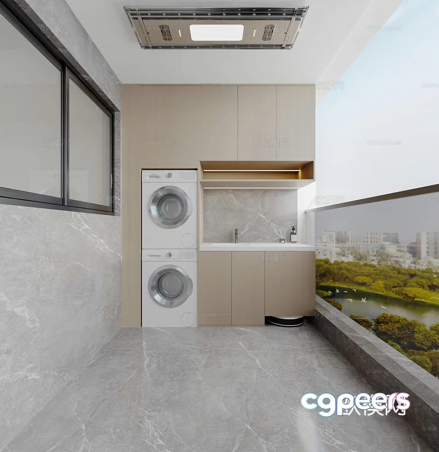Modern balcony Washing closet Basin 3D model