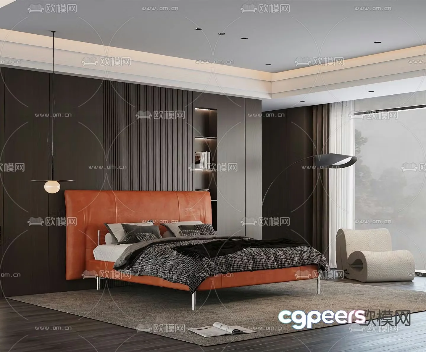 Italian double bed 3d model