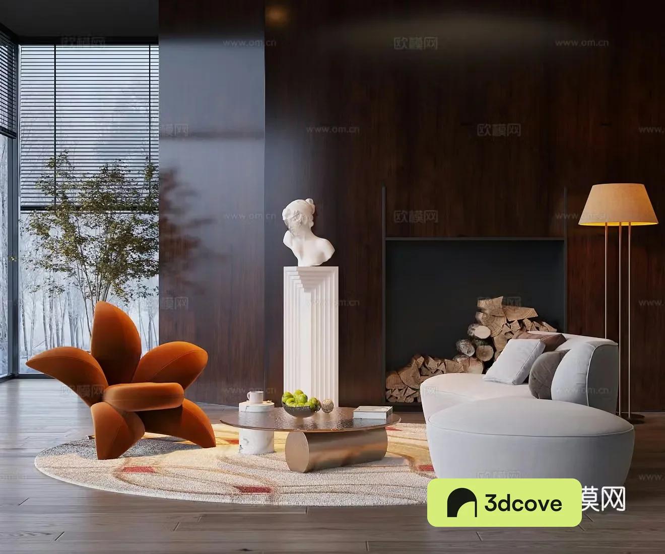 Medium style single sofa sofa coffee table combination leisure chair casual sofa negotiation table and chair 3D model