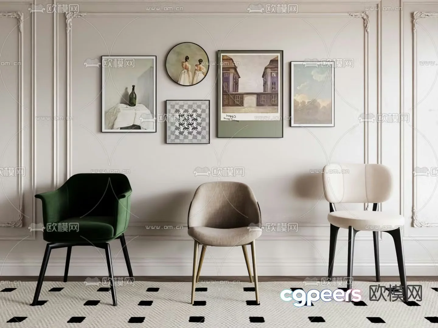 Modern chair dining chair 3d model