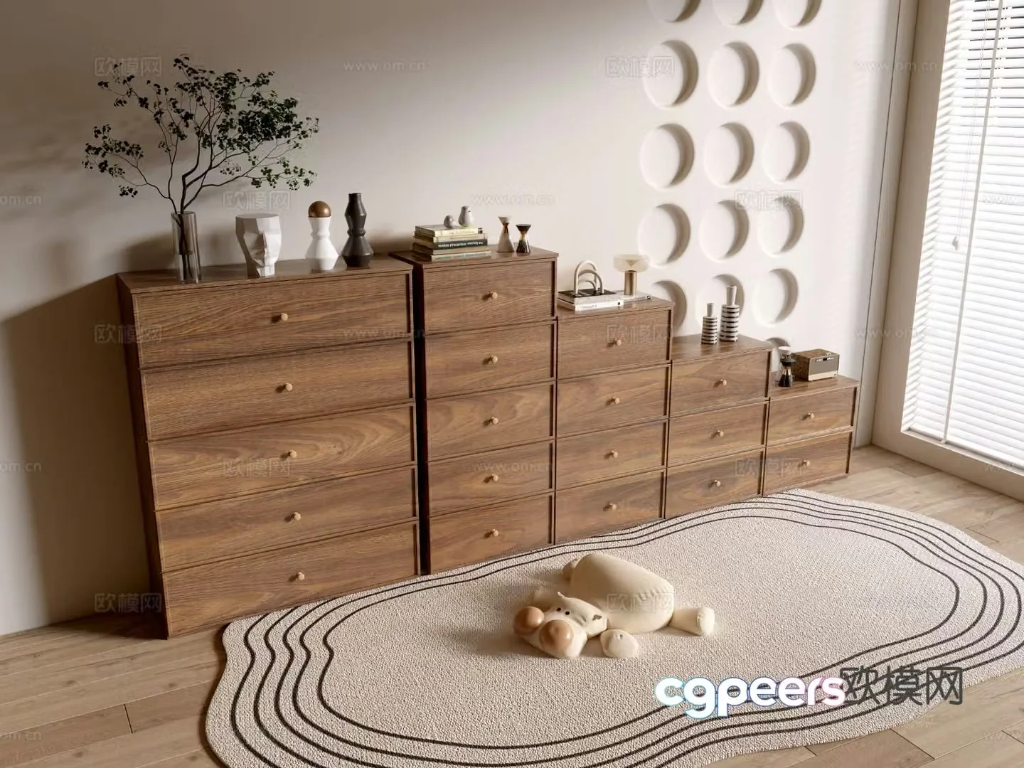 Log air chest side cabinet 3D model