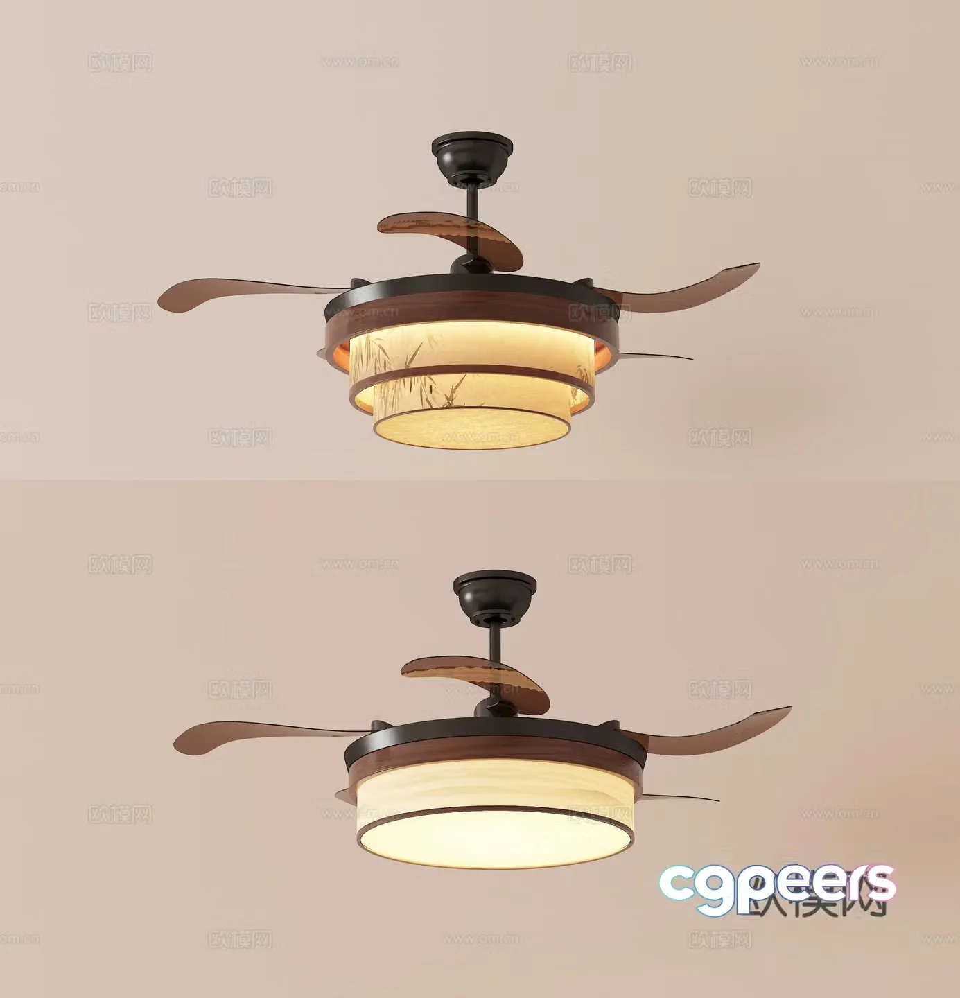 Song style aesthetic fan chandelier 3d model
