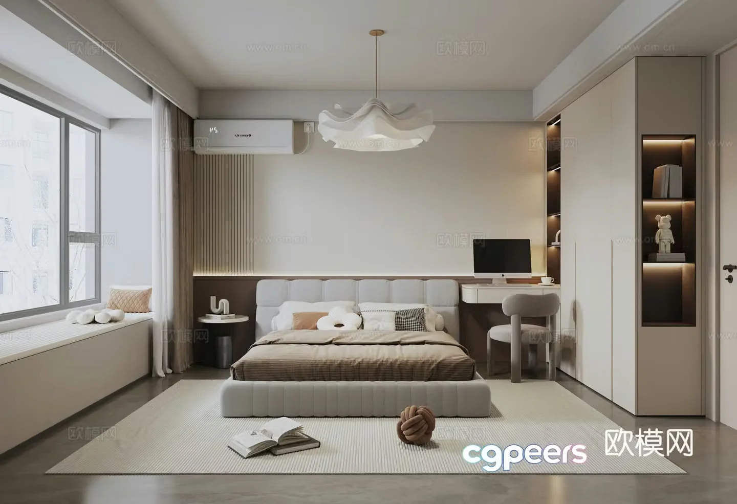 Modern minimalist home bedroom 3d model