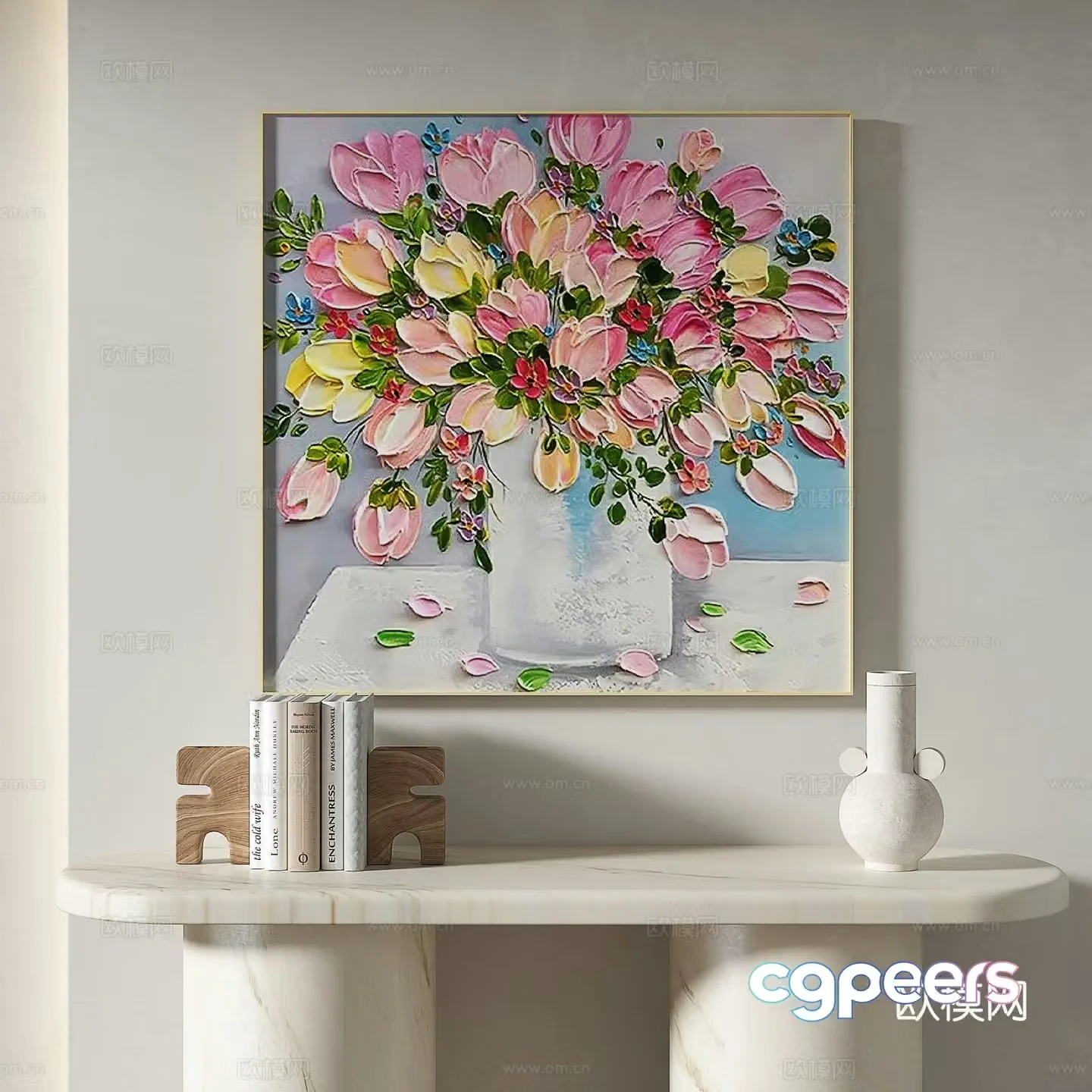 Modern simple oil painting cream decorative painting 3d model