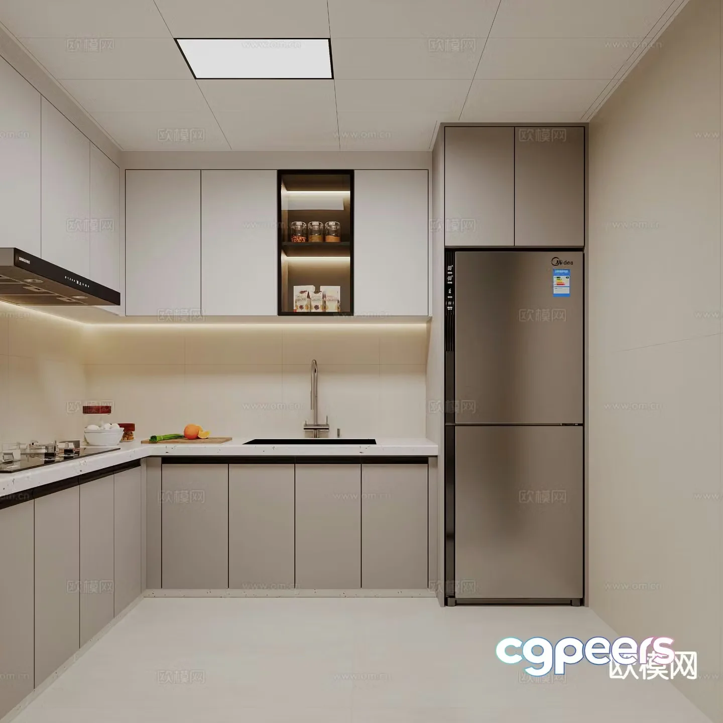 modern kitchen cabinet 3d model