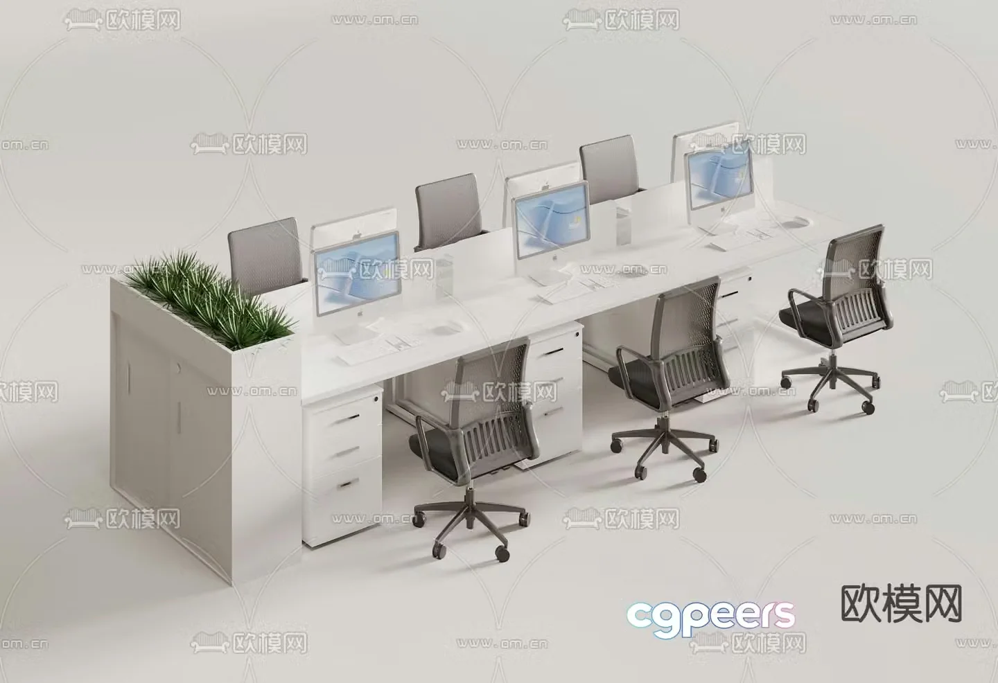 3D model of booth desk workstation and booth area